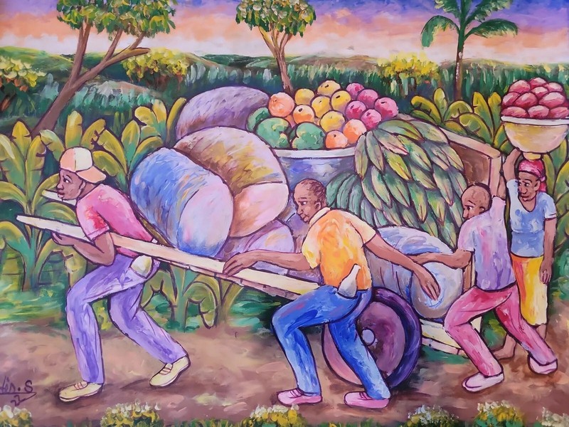 S. Mindes, Painting, HAITIAN ART, Still Life, L24xW30 Island life