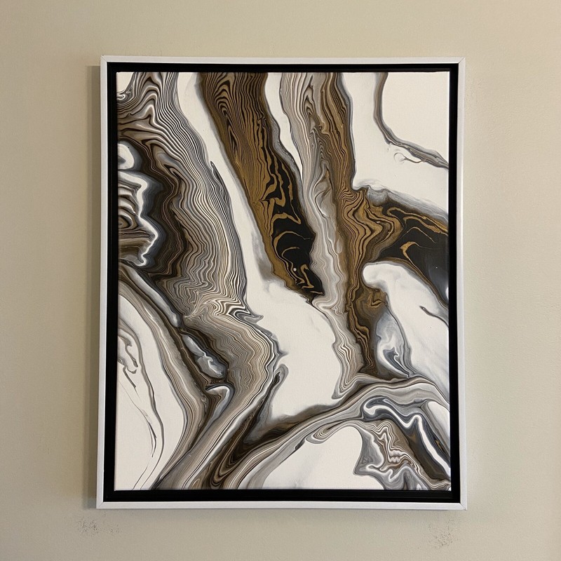 Avalanche | Gold White And Black Signed Original New Modern Abstract Painting