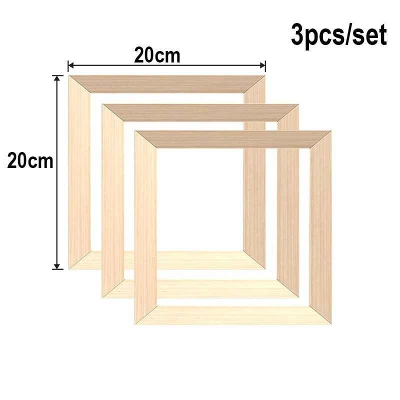 3PCS Wooden Canvas Frame Photo Oil Painting Diamond Art Wall Decor