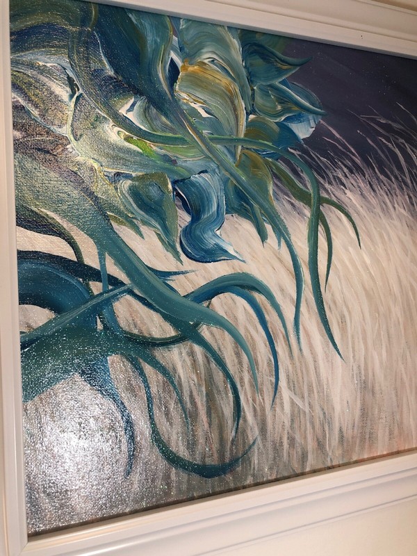 ‘Outfield’Flower Abstract Painting, Acrylic Medium Bouquet Hand Made And Signed. gallery