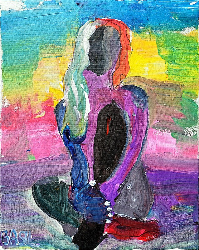 Landscape Of A Figure Bold Color Modern Abstract Art Original Canvas 11×14
