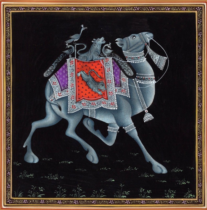 Indian Camel Painting Handmade Rajasthani Animal Bird Miniature Decor Folk Art