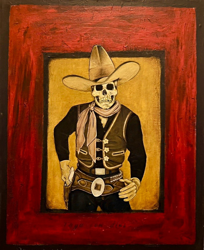 Dia De los Muertos Skeleton Cowboy Western Art, Unframed