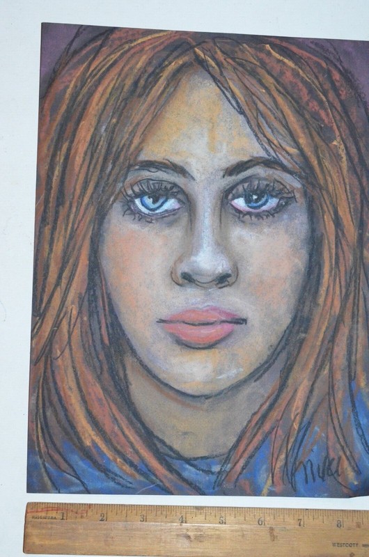 Original Art chalk Pastel Portrait redhead 9 x 12 inches