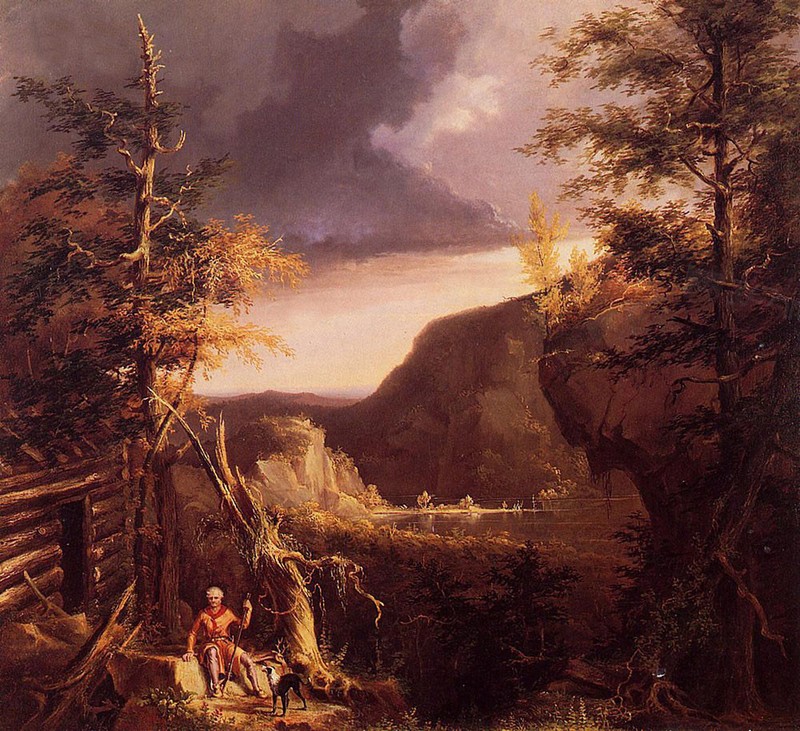 Daniel Boone Sitting at the Door of His Cabin on the Great Osage Lake Kentucky