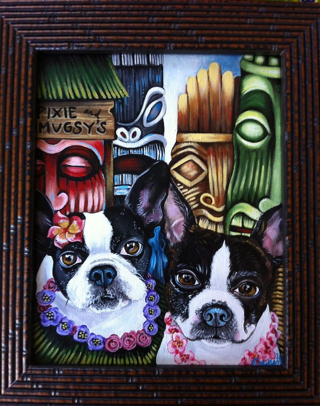 CUSTOM TIKI dog Portrait pet portrait of your dogs cat 8 x 10 CANVAS portraits