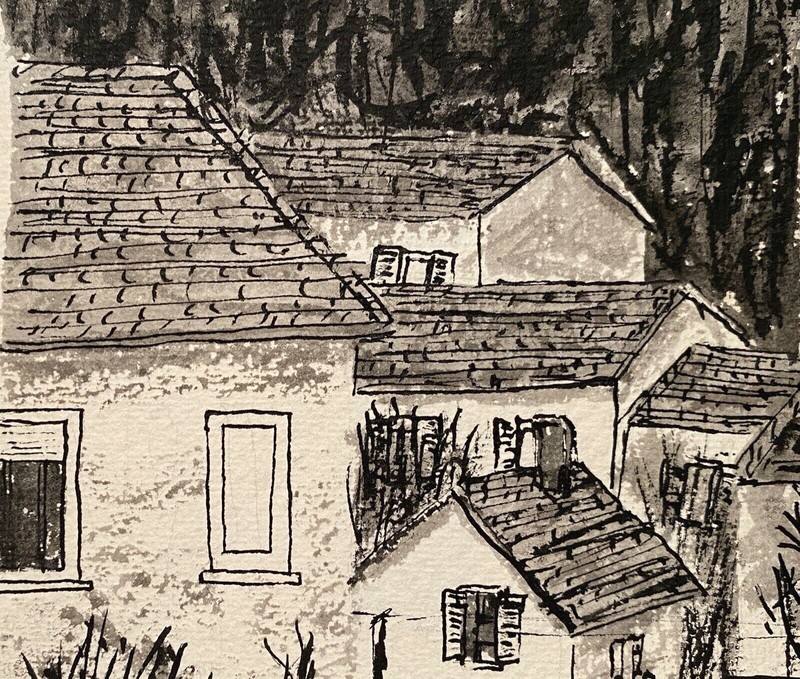 RALPH DUBIN 1919-1988 MIXED MEDIA MODERNIST PAINTING RUE DE TOUL NANCY FRANCE gallery