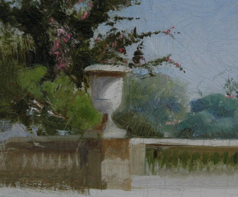 Unsigned Oil on Canvas Of Luxembourg Garden Scene In The Style of Andres Gisson