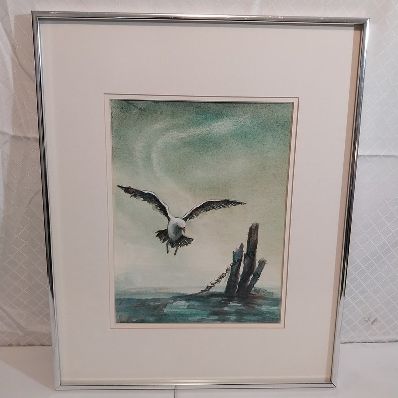 Sea Bird Water Color Framed Matted UV Protective Glass