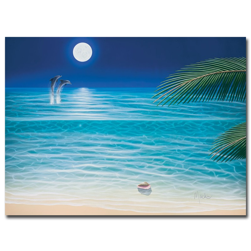 Moonlit Palms by Dan Mackin Gallery-Wrapped Canvas Giclee Art (14 in x 19 in)