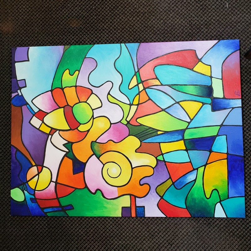 Prism Hand Painted Original Oil Painting by AJC Andrew Abstract colors Rainbow gallery