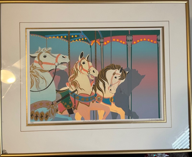 Rare; only ONE made; Steve Hardy painting Unicorn mary-go-round