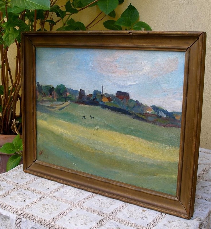 Carl Osterbye (1901) Horses Grazing Beyond the Meadow. Dated 1942. gallery