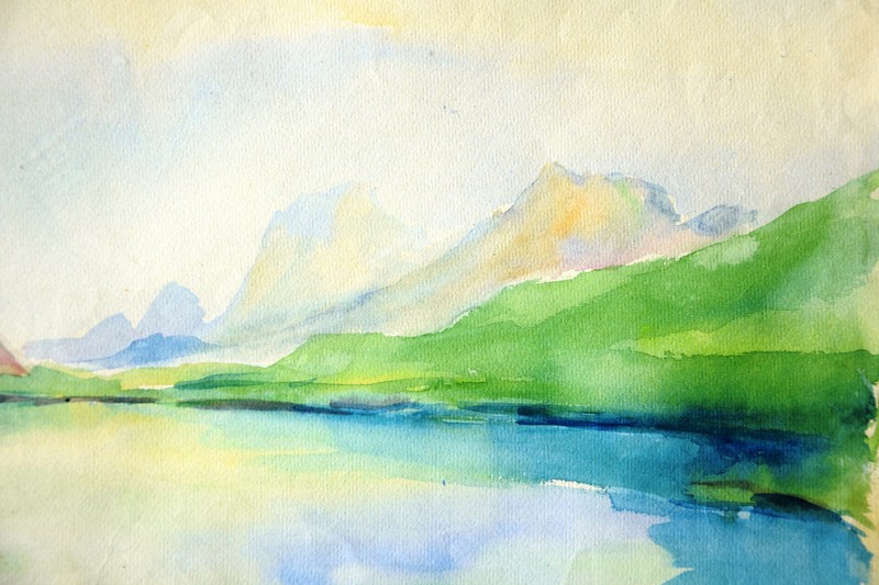 Ewald Becker-Carus 1902-1995 Hamburg/watercolor 1947 Rappensee Oberstdorf Allgäu gallery
