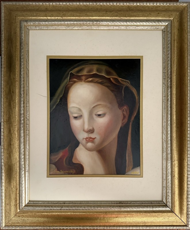 Beautiful Framed Original Oil Painting Virgin Mary Signed Iana Volodarsky 2005