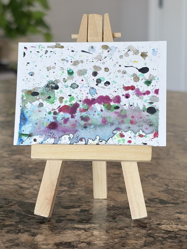 ACEO Original Mixed Media Painting Art Card Seaside Splatter