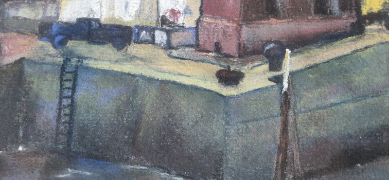 Dutch school, unknown modern painting, Village harbour & horses, 1950(?) gallery