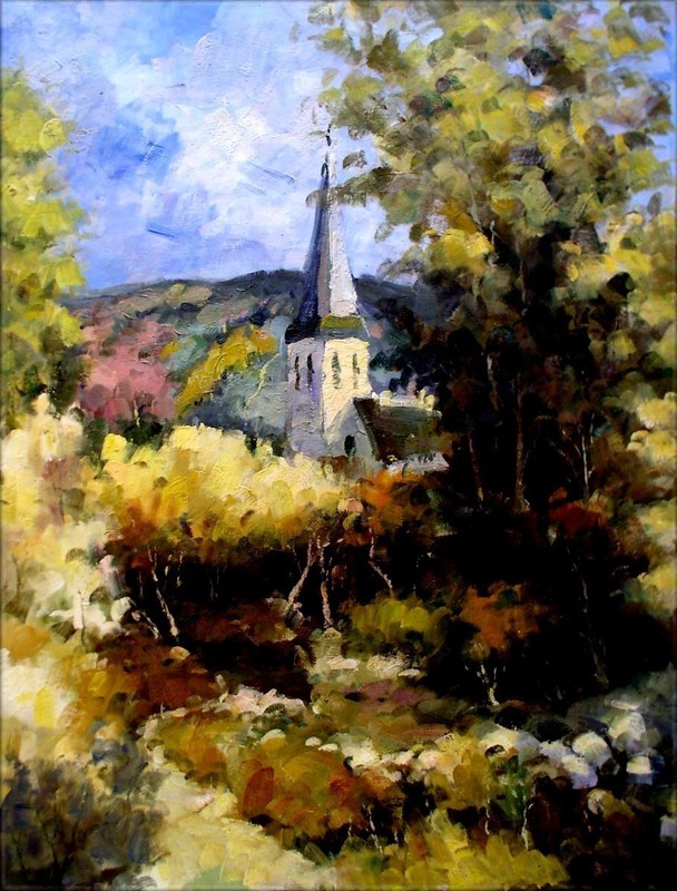 Countryside Chapel, Quality Hand Painted Oil Painting 30x40in gallery