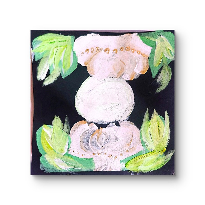 Lotus Looks At The Moon 8×8 Contemporary Expressionist Original Painting