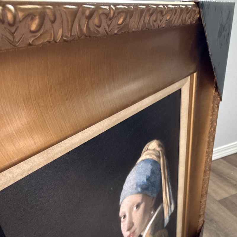 Johannes Vermeer Girl with a Corgi 1665 Hand Painted Framed Canvas Mod Vintage gallery