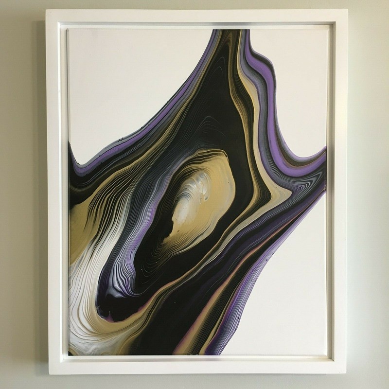 Royalty | Original Purple Gold Black and White Modern Abstract Painting 16″ 20″