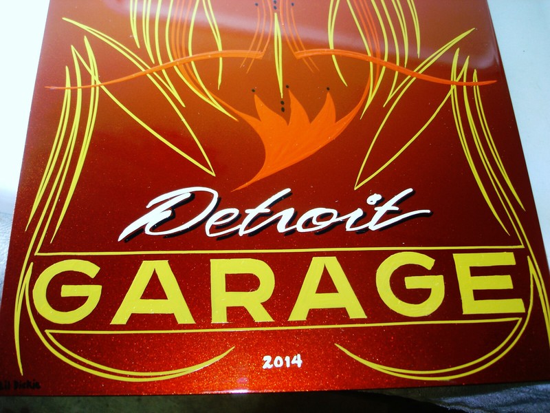 Custom Pinstripe Painting Artwork By LiL Dickie - Detroit Garage 18" x 12 " gallery