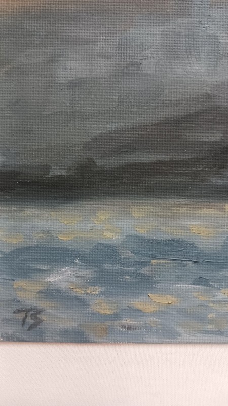 ORIGINAL Oil Painting IMPRESSIONISM Sailboat Sunset Lake River Boat Art 8"x10" gallery