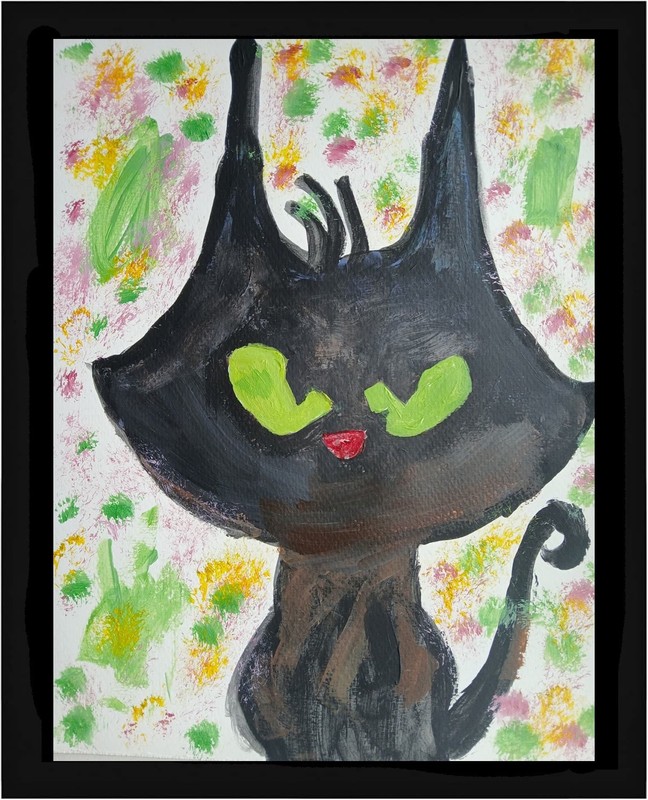Cubism/Expressionism Black Cat 11x14 One of a Kind Colorful Street Art Painting gallery
