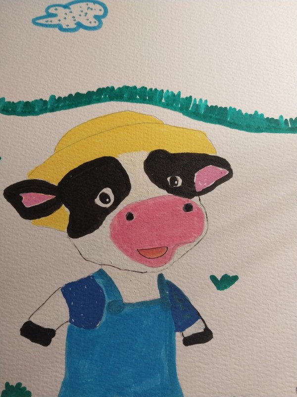 GAT PAINTINGS IMPRESSIONISM ORIGINAL COLLECTIBLE WHIMSICAL ANIMALS COW CUTE ART gallery