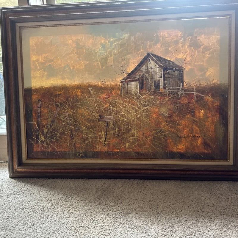 OIL PAINTING SIGNED KARL NEUMANN RUSTIC FARMS