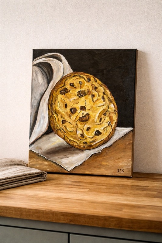 Chocolate Chip Cookie Painting Food Art Kitchen Decor Dessert Wall Art 14×18