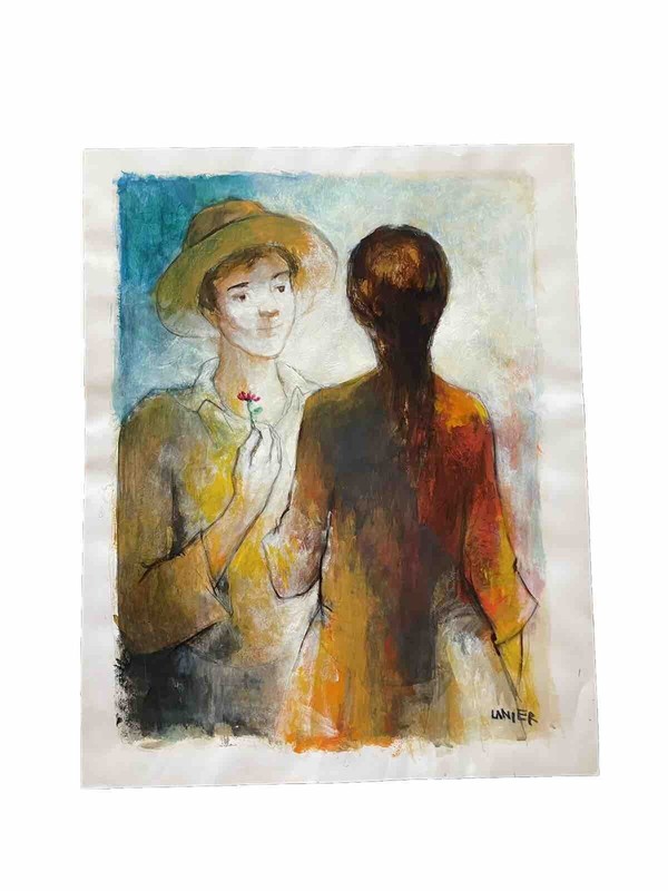 CHARLES LANIER Signed Oil Painting Falling In Love