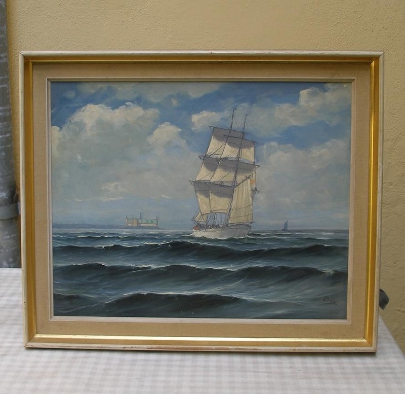 Bent Bille (1918) Clipper by Kronborg Castle. Shakespeare’s Hamlet. Denmark.