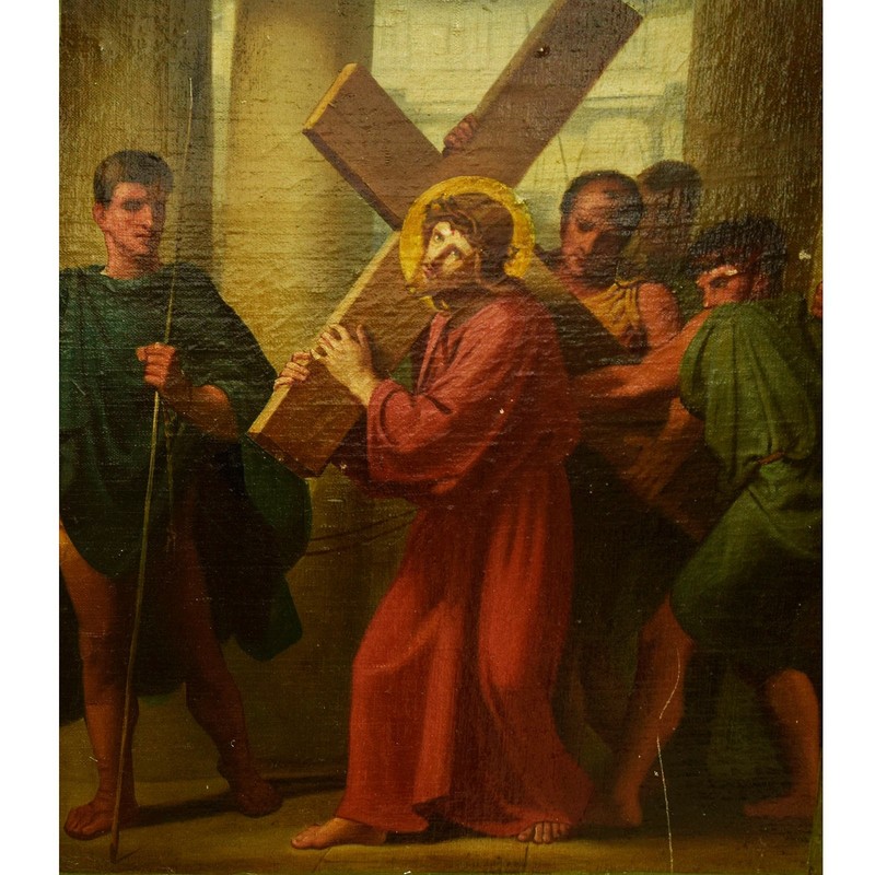 Expertise ca. 1840 – Painting / Icon “The Way of the Cross”, oil 42.9x38.0 in gallery