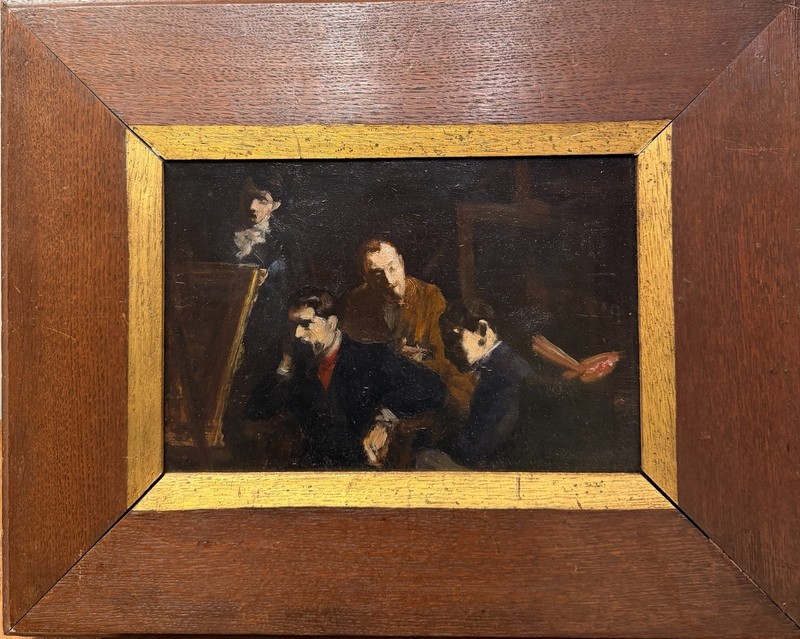Émile-Artus Boeswillwald (Paris, 1873 – 1935) Around A Canvas, Sketch, 1904