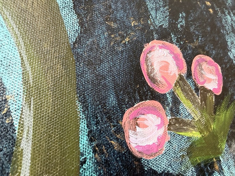 Original Mushroom Painting Canvas 24x24 Colorful Floral Nature Wall Art Acrylic gallery
