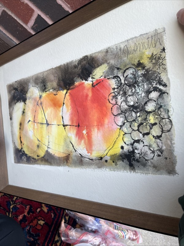 Jack Smith Watercolor painting, mid-century, modern signed, framed under glass gallery