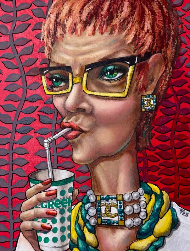 Original Mixed Media Painting Modern Portrait Contemporary Art 11 x 14" Framed gallery