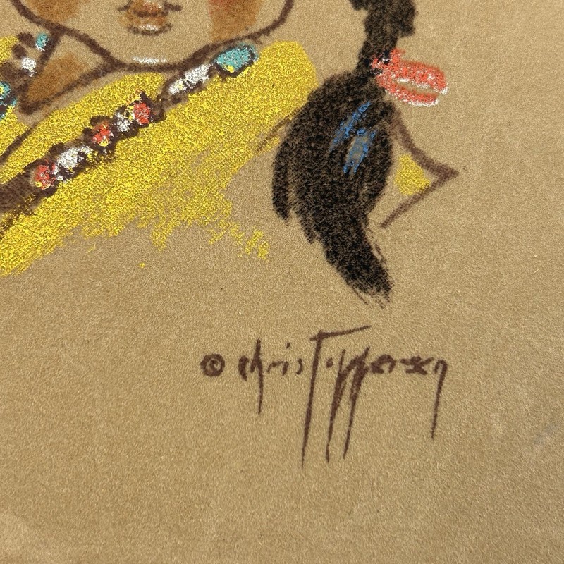 VTG Gerda Christoffersen "Oodees" Native American Girl Print Tewa Enterprises gallery