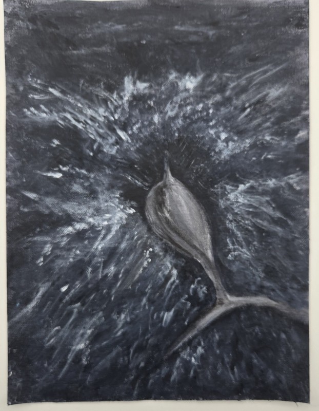 Dolphin Dive Original Acrylic Painting 9×12 Ocean Marine Life Canvas Art