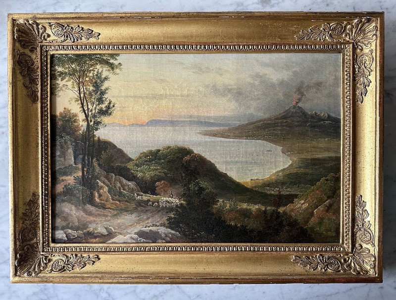 Heinrich Buntzen (1803-1892): Gulf of Naples, oil/LWD., 1825, signed