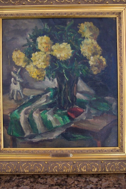 DAHLIAS, YELLOW--OIL PAINTING-1800'S--EXTREMELY APPEALING TO THE EYE gallery