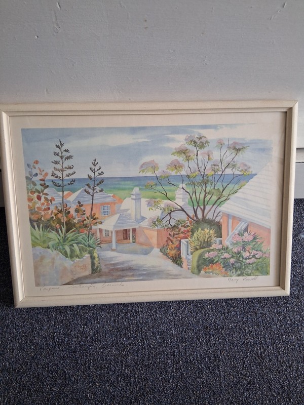 Beautiful Villa Art,Ocean Side View 1980’s Original «Mary Powell» Signed 🌴