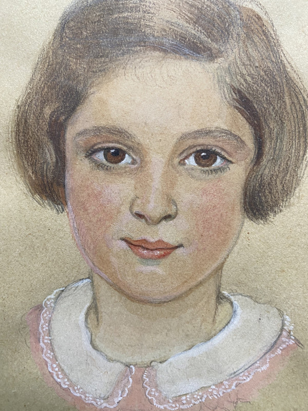 Portrait Mädchen Paula 1935 Max Gesicht Rahmen Art Deco Bildnis Kragen Antik gallery