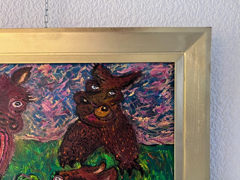 Original Painting on Board in Cartoon Style by Serg Graff "Happy Capybaras", COA gallery