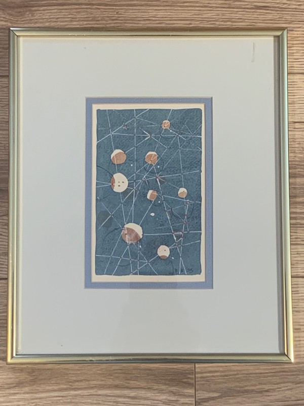 1953 Mid Century Modern Original Abstract Watercolor Framed Signed B.B.