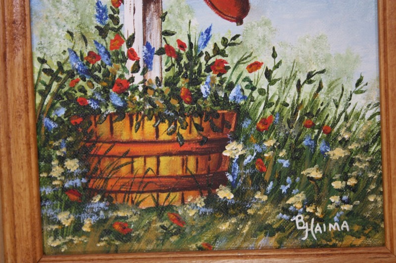 The Red Mailbox Signed Bridget Haime Acrylic Painting Academy Board Still Life gallery