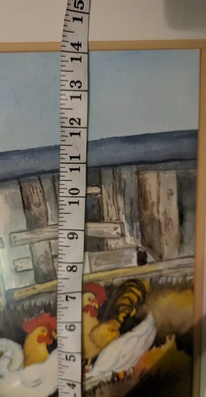 Signed Frances Johns Chicken Rooster Hen Watercolor Framed Farmhouse Folk Art gallery