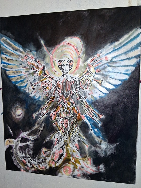 Instrumental Angel 1 Original Oil Painting On Canvas 18×24