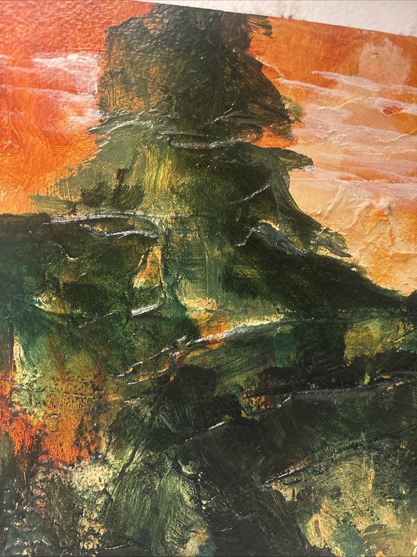 Arcylic Oil? PAINTING Dark Forest Textured ABSTRACT MID CENTURY 22”x15 gallery